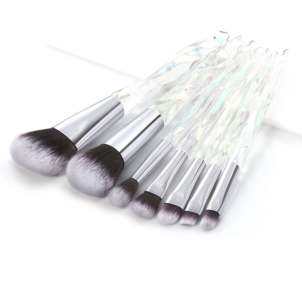 7 Прозрачный кристаллический Алмаз ручка набор кистей для макияжа кисть для глаз ПВХ кисть для песка посылка инструменты для красоты