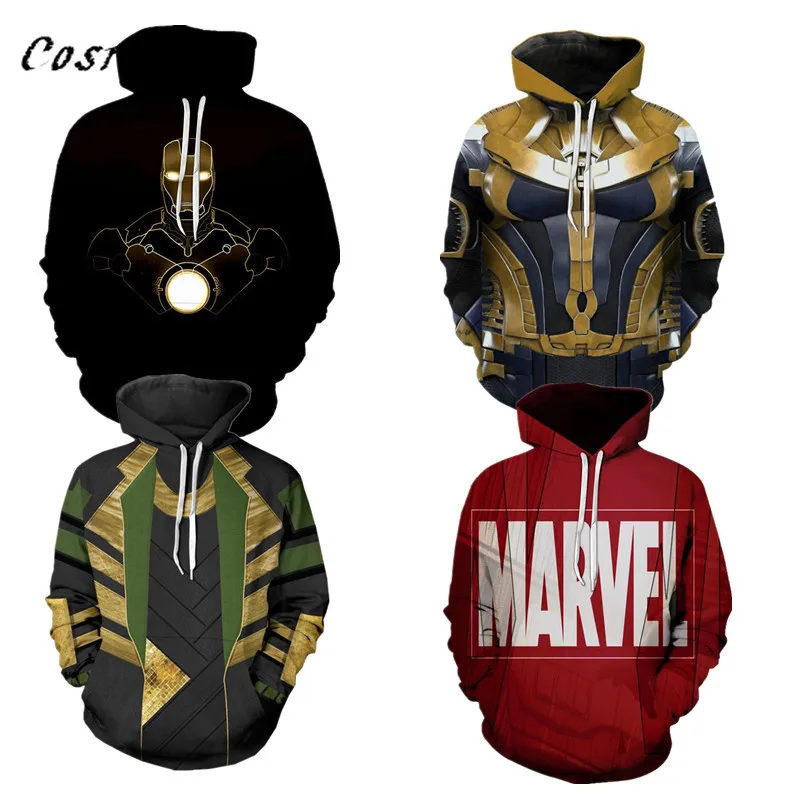 Толстовка с 3D принтом Endgame Loki свитшоты супергерой железный мантони Старк танос