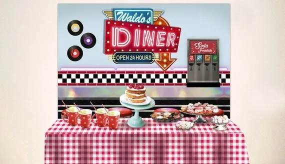 Пользовательские Ретро Diner винтажный американский ресторан фон Высокое качество