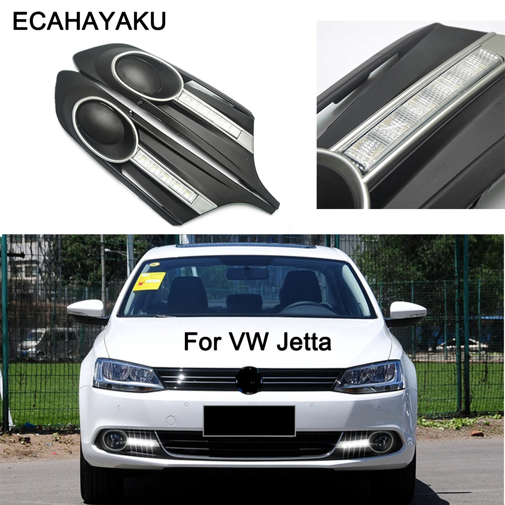 Дневные ходовые огни ECAHAYAKU 1 пара противотуманные фары для Volkswagen V W J etta Sagitar 2012