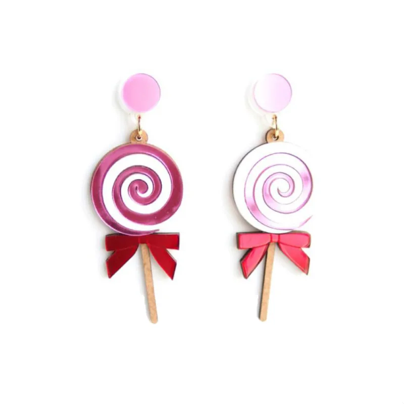 Акриловые серьги подвески в виде леденцов с зеркальной поверхностью для ночного