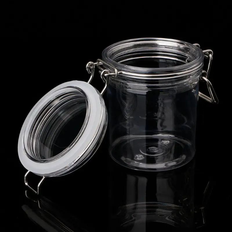 

120ML Plastic Round Clip Top Storage Jar With Airtight Seal Lid Kitchen Food Container Tableware Preserving Cosmetic Cream Organ