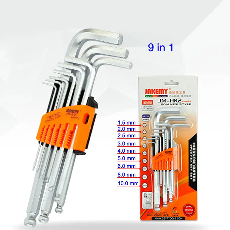 

JAKEMY Universal Wrench Set Chrome-vanadium Hex Key Allen L-Wrench Hexagon Mechanic Repair Hand Tools