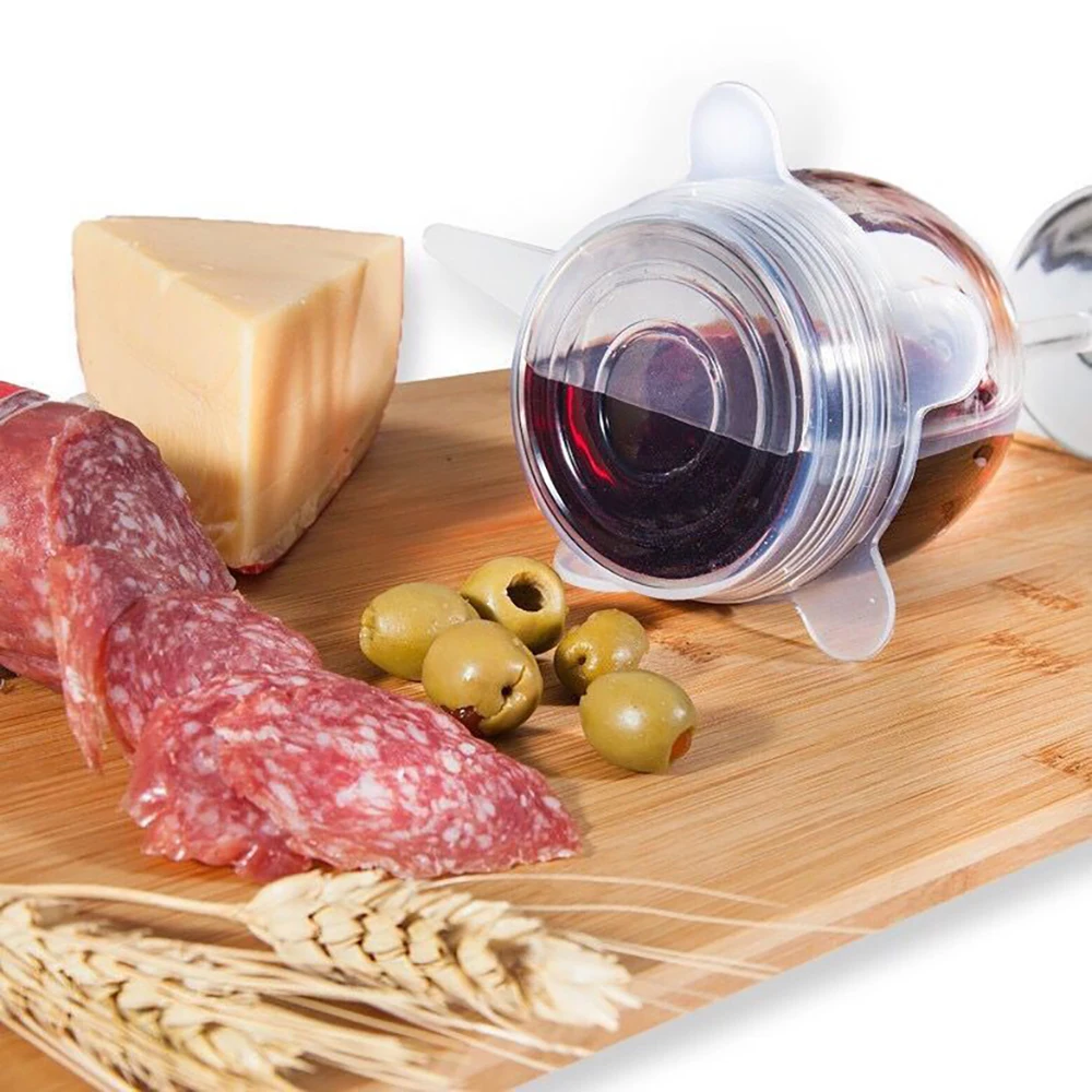 Силиконовые крышки для пищевых продуктов 6 шт. многоразовые растягивающиеся