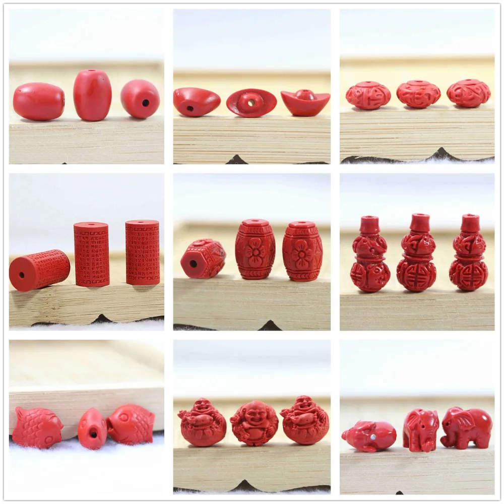Фото Модные Синтетические Красные cinnabar мульти-формы резной цветок diy ювелирные