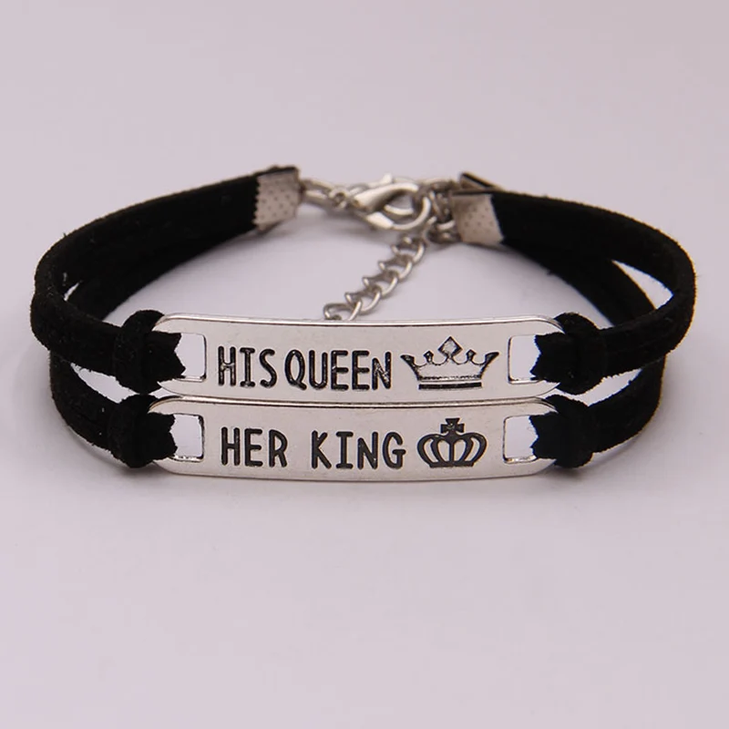 Модный комплект из 2 предметов браслет сплава Her Queen King для пары ювелирный подарок