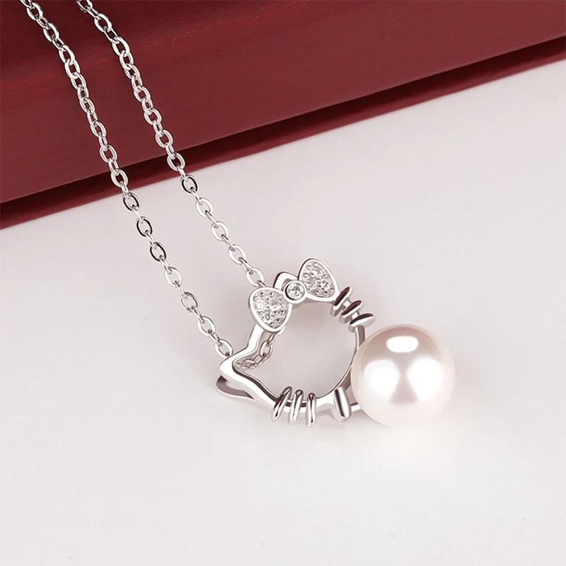 JXXGS жемчужное 925 пробы Серебряное ожерелье с цирконом милое hello kitty женские