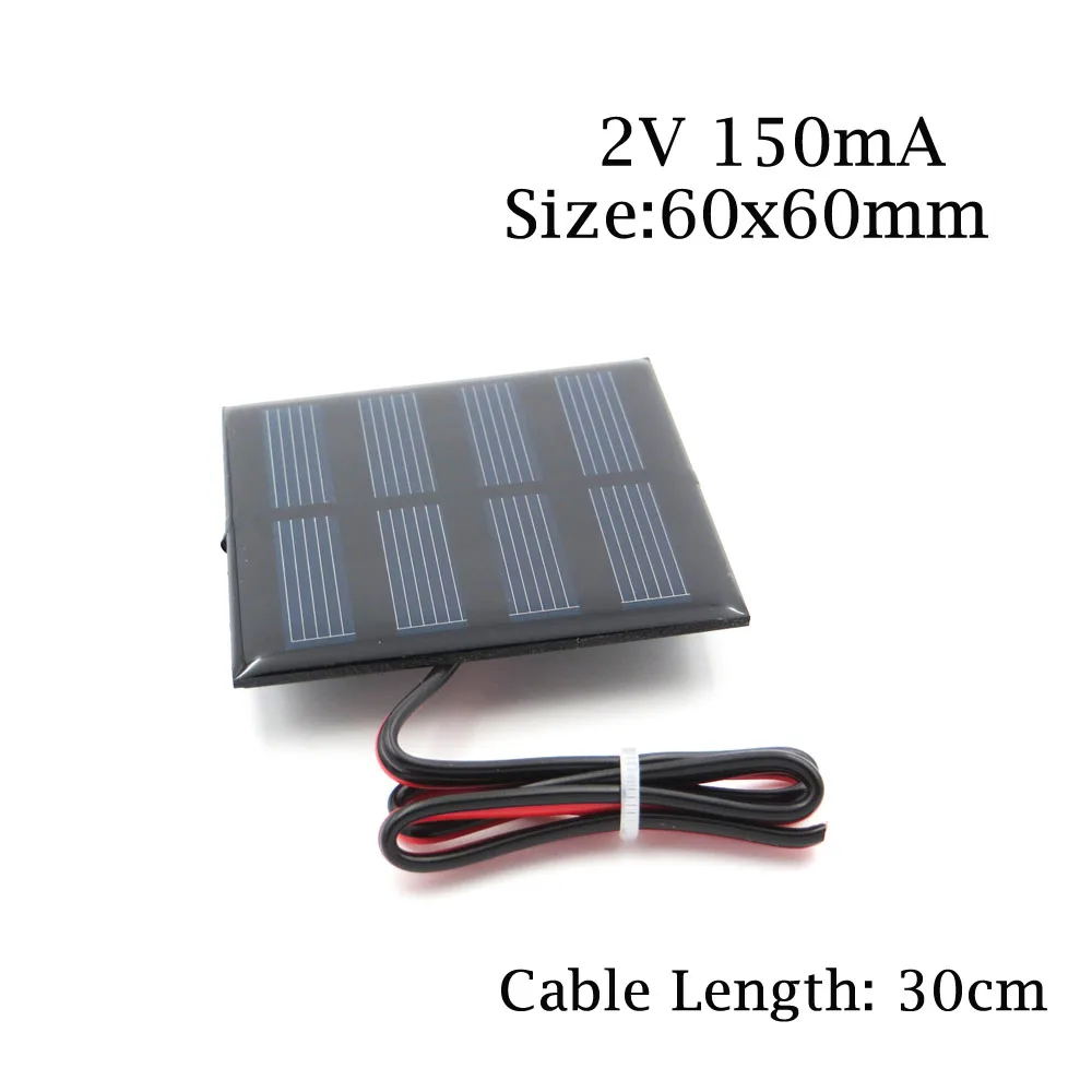 2V 150mA Постоянный ток 1 1,5 2 V DC Панели солнечные 30 см провод Мини Солнечная Системы Батарея сотовый телефон Зарядное устройство 0,5 W 0,45 W 0,65 W 0,2 W 0,3 W 0,6 W солнечных батарей - Цвет: 2V 150mA