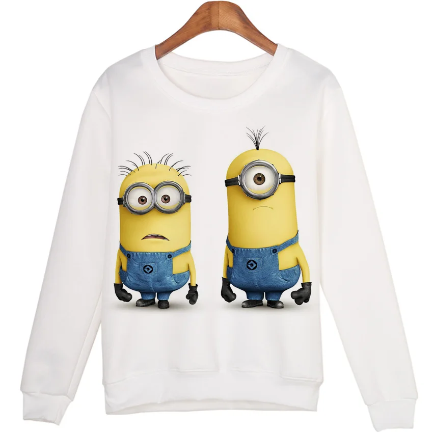 Color 11 3D Белый свитшот для женщин с мультяшным принтом sudaderas mujer harajuku Миньоны толстовки плюс размер XL - Цвет: Color 11