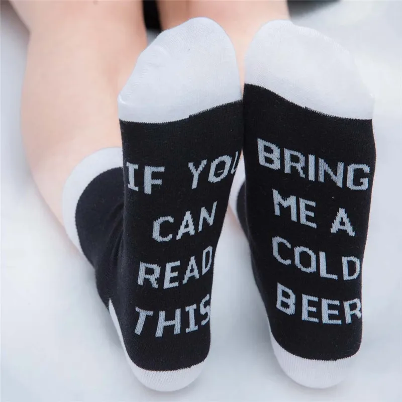 Забавные носки для девочек с надписью «If You Can Read This с надписью Bring Me The пива хлопковые носки harajuku из жаккардовой ткани с круглым вырезом в стиле унисекс Для женщин Для мужчин носки Размеры для Большие европейские размеры 34-43