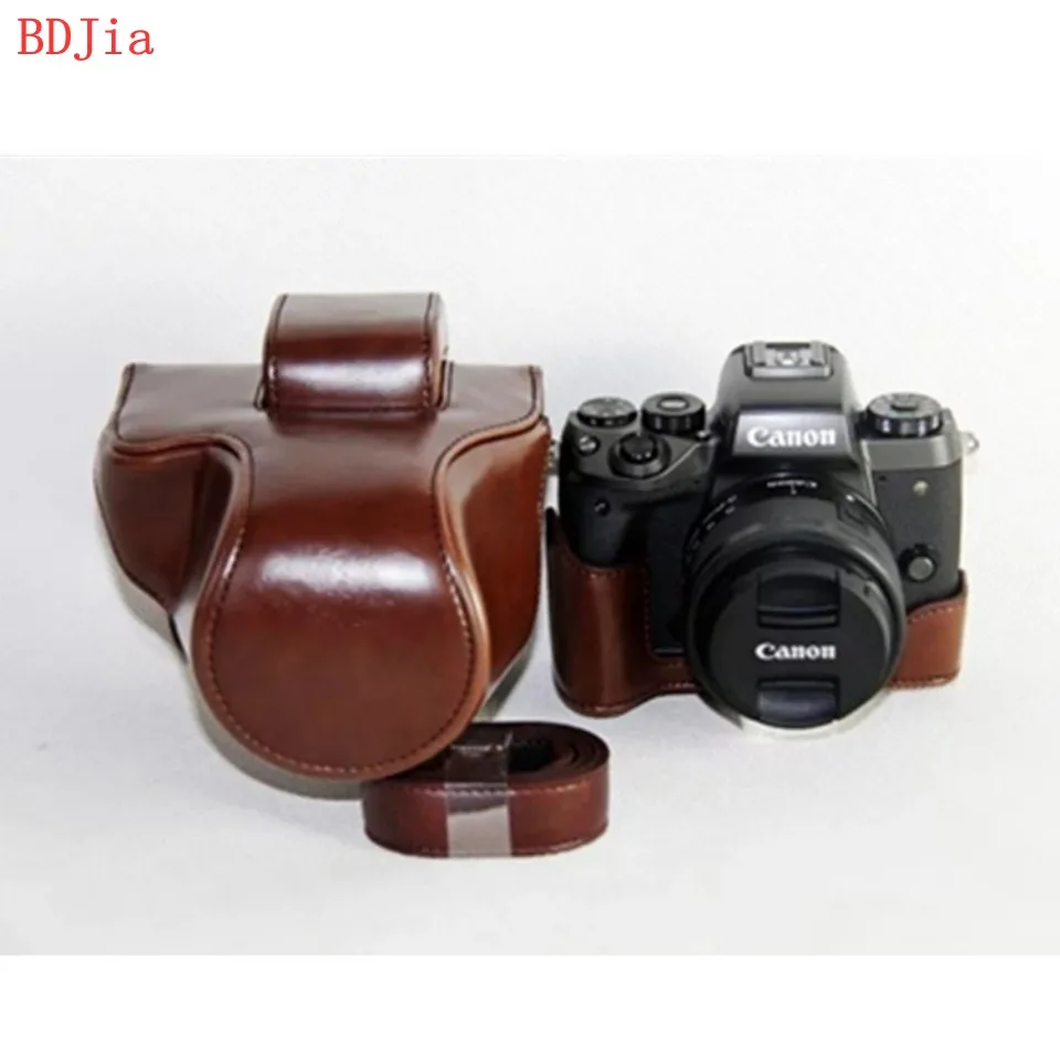 Чехол из искусственной кожи для камеры Canon EOS M50 M5 EOS Kiss M с объективом 15-45 мм с плечевым ремнем