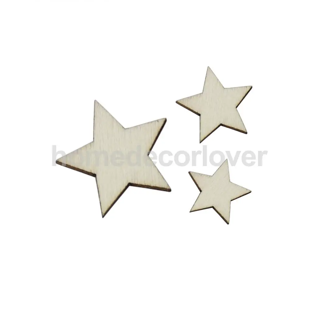 200pcs Assorted Size Unfinished Natural Wooden Star Shape DIY Craft Woodwork Wedding Embellishments | Дом и сад