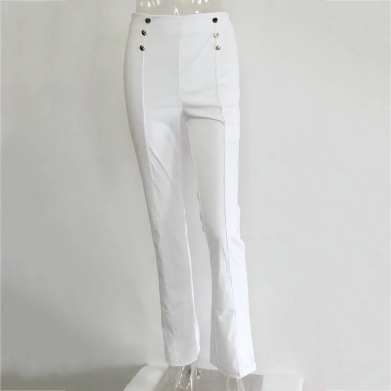 

Newly Summer Women Pants High Waist Straight Wide Leg Solid Color Lady Trousers m99
