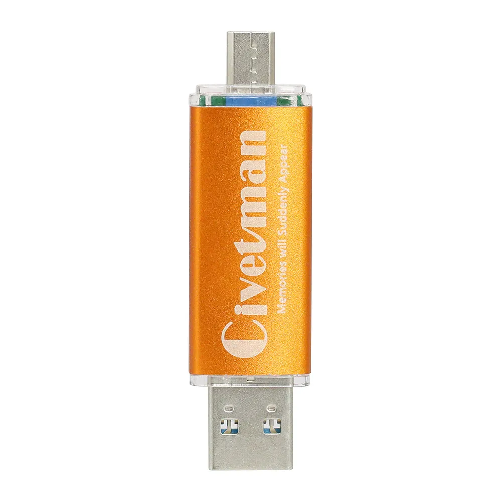 Civetman флеш-накопитель USB 3,0, металл, OTG, для телефона Android, высокоскоростной USB флеш-накопитель, 16 ГБ, 32 ГБ, 64 ГБ, 128 ГБ, флеш-накопитель, карта памяти - Цвет: Orange
