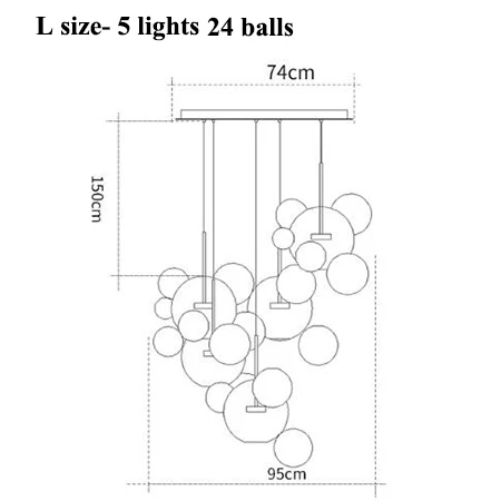L size-24 ball round Современные светодиодные люстры с Микки Маусом, освещение для столовой, матовые стеклянные пузырьки, светодиодная Люстра для гостиной, медные металлические подвесные светильники - Цвет абажура: L size-24 ball round