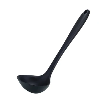 Black Ladle ERMAKOVA антипригарная Пищевая силиконовая лопатка Тернер шумовка ложка суп ковш термостойкая кухонная посуда гаджет - Цвет: Black Ladle
