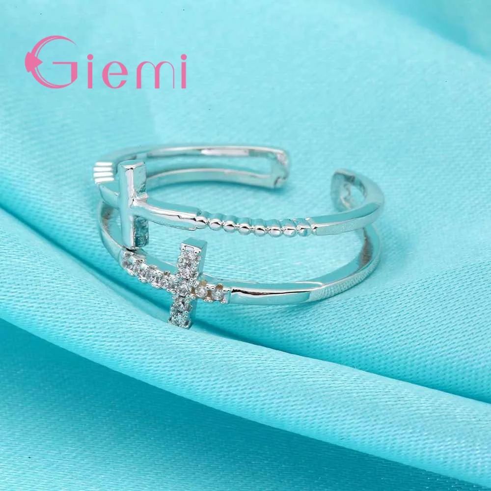 Женское кольцо с двойным крестом классическое ювелирное изделие из