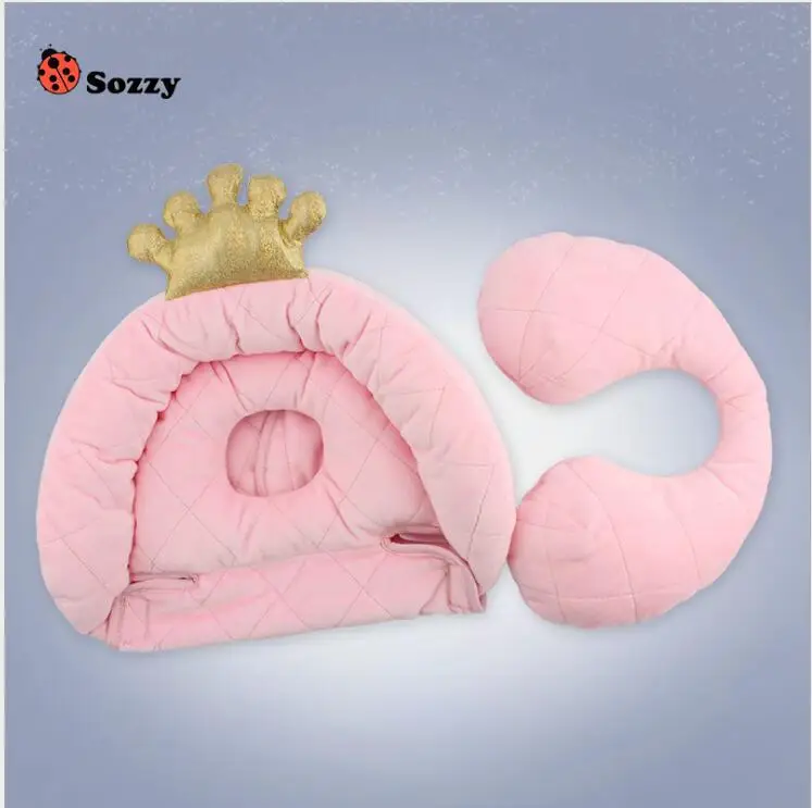 Sozzy Baby Stroller Mat with Anti Roll Pillow Cotton Child Infant Cushion for Strollers Kids Toddlers Head Body