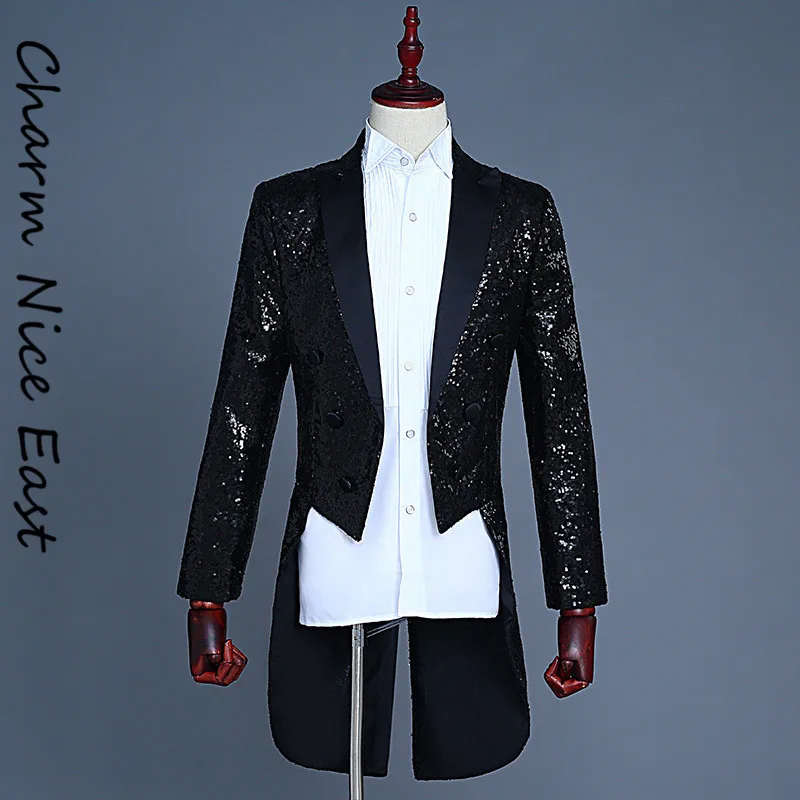 Смокинг с блестками для мага мужчин театральное платье ночного клуба бара хоста