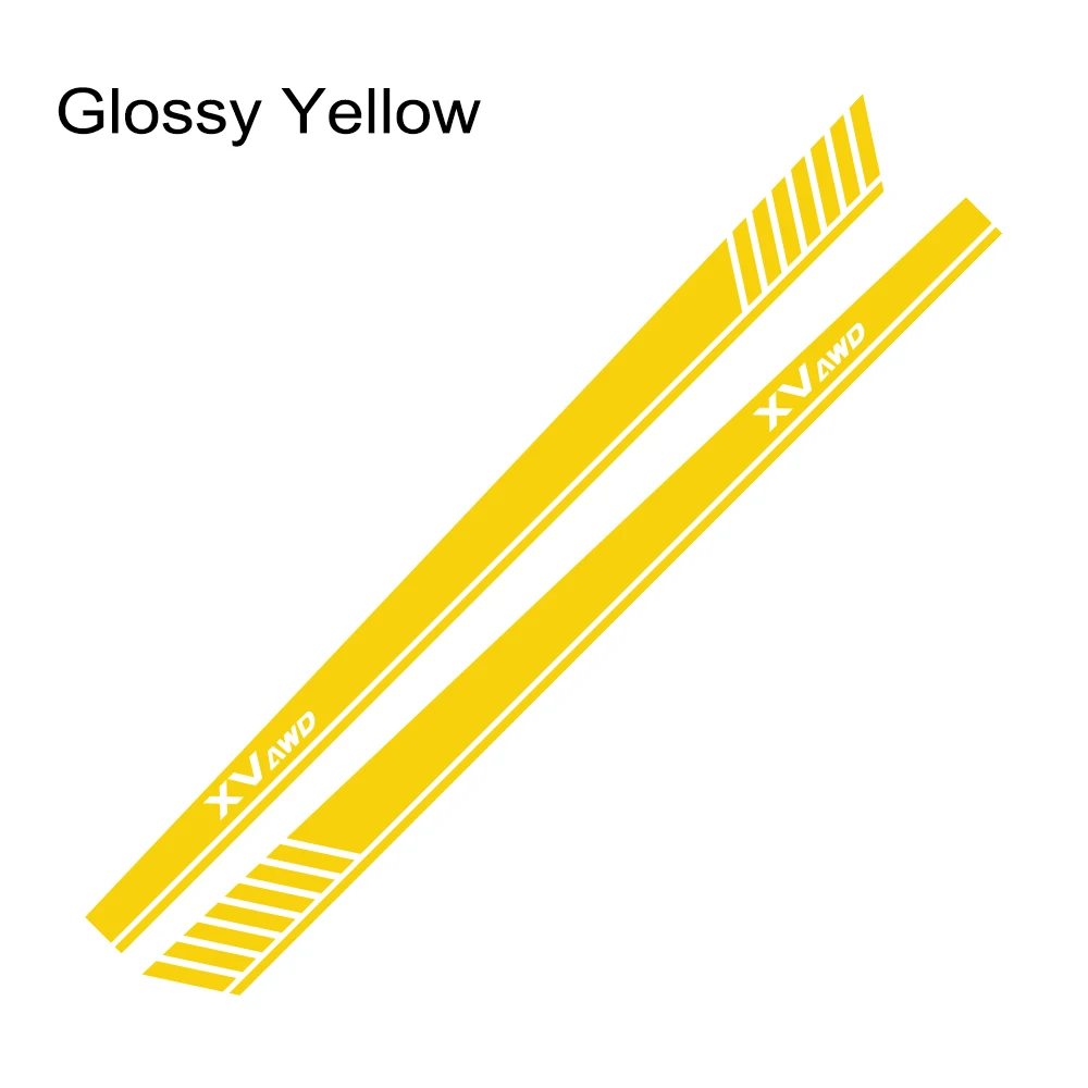 Glossy Yellow Автомобильные длинные Боковые Полосатые наклейки, виниловая пленка, гоночный спортивный стиль, наклейки для автомобилей для Subaru XV, Стайлинг, тюнинг, автомобильные аксессуары - Название цвета: Glossy Yellow