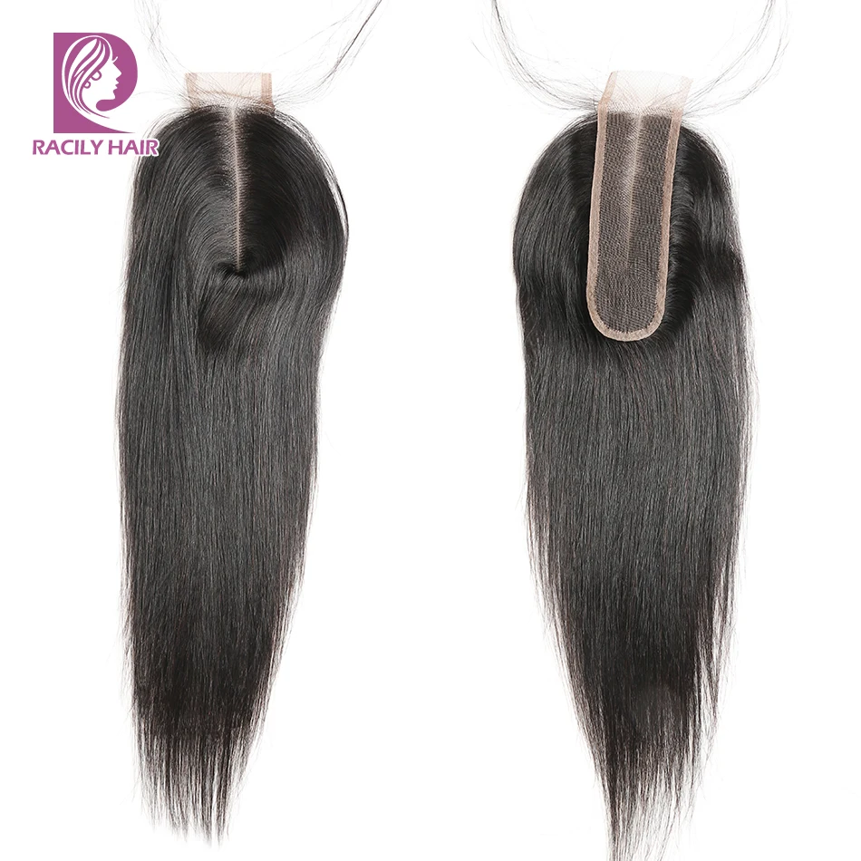 Черные волосы прямые бразильские 2x6 Кружева Закрытие Remy Ким К человеческие