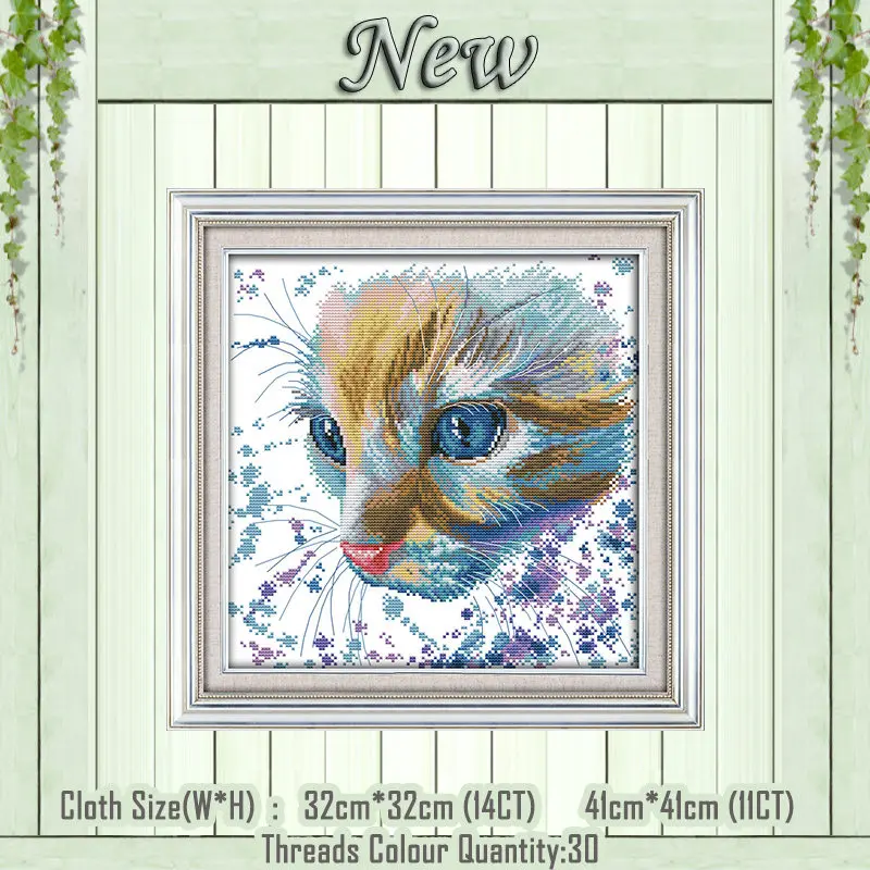 Watercolor cat 2 Прекрасный акварельный Кот Бабочка diy картина Счетный напечатанный на холсте DMC 14CT 11CT вышивка крестиком наборы для рукоделия Набор для вышивания - Цвет: Watercolor cat 2