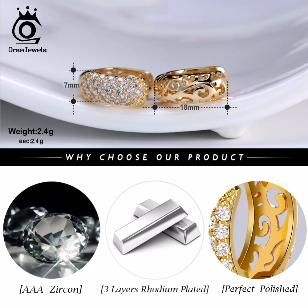 ORSA JEWELS роскошные маленькие круглые Австрийские прозрачные CZ серьги для женщин модные вечерние элегантные серьги-гвоздики ювелирные изделия OME22
