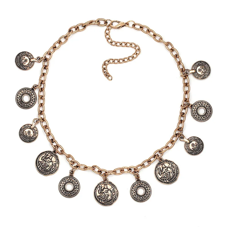 Этническая монеты медальоны Chokers ожерелья для Для женщин Винтаж цвета: