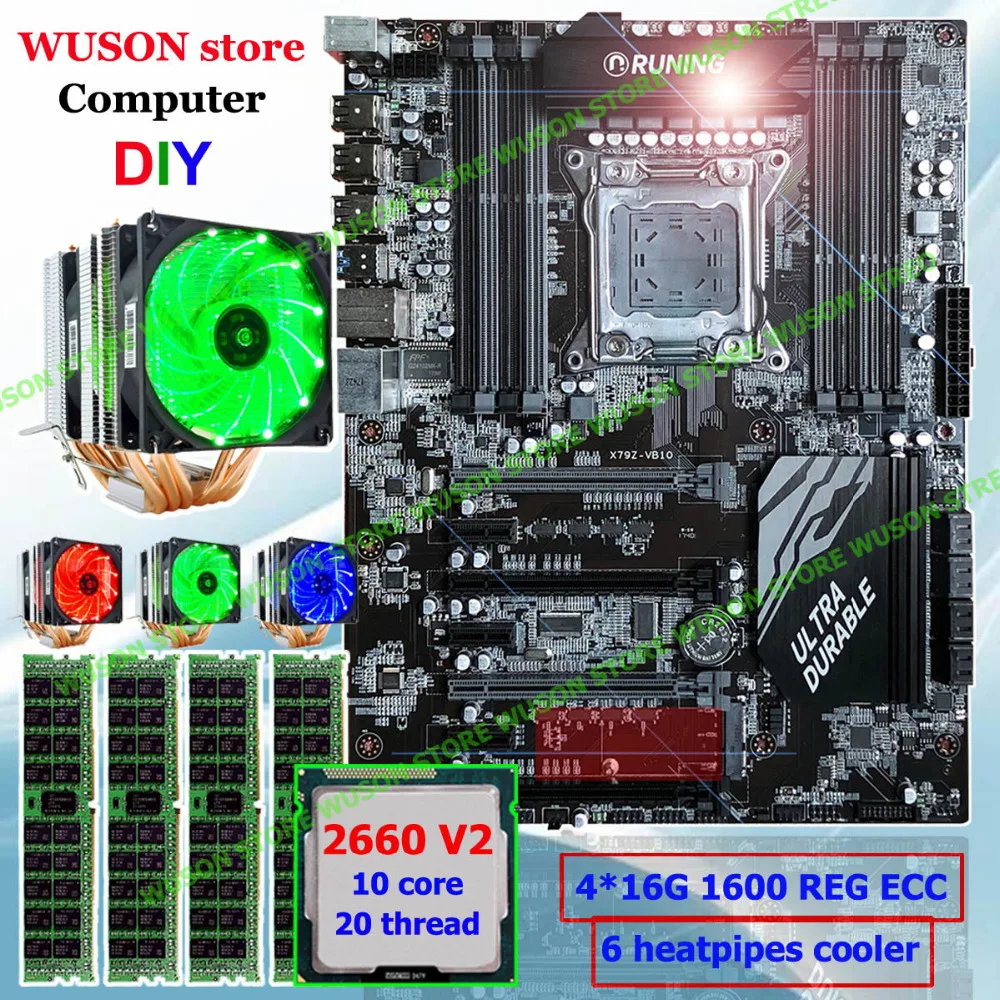 Компьютер DIY Runing Super ATX X79 процессор Материнская плата Xeon E5 2660 V2 память 64G (4*16G) 1600 DDR3