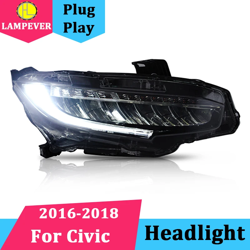 Автомобильная фара для Civic светодиодный светильник 2016 2017 2018 полный с движущимся