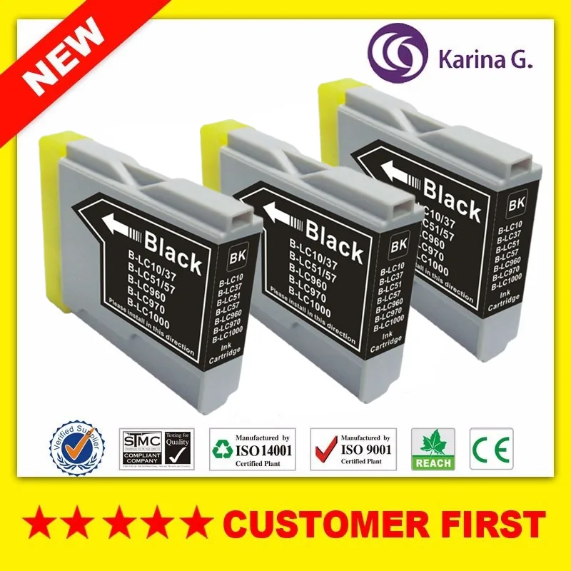 Черные совместимые картриджи с чернилами для LC10 LC37 LC51 LC57 LC960 LC970 LC1000 Brother DCP