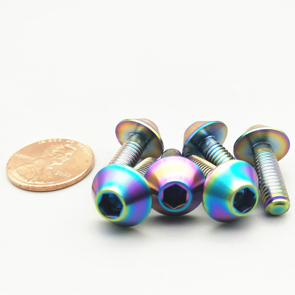 Титановые болты M5 M5x15mm тормозной болт Ti DIY разноцветный зонтик Шестигранная розетка титановые винты Ti крепеж 6 шт