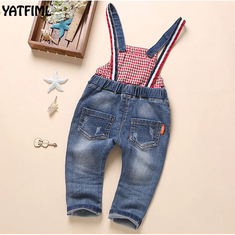 YATFIML 2017 Весна Осень джинсовый комбинезон для мальчиков и девочек джинсы сочетает