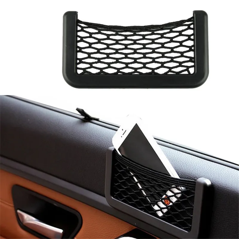 

New Super Deal 15X8cm Automotive Bag With Adhesive Visor Car Net Organizer Pockets Net Dropshipping Almacenamiento de Hot Sale