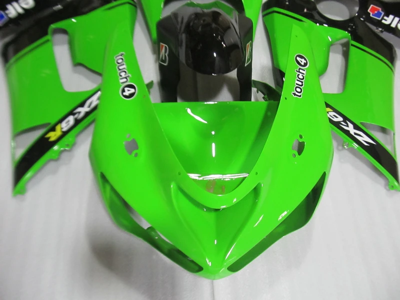 Бесплатная 7 подарков комплект обтекателей для Kawasaki ninja ZX6R 05 06 зеленых черных 2005