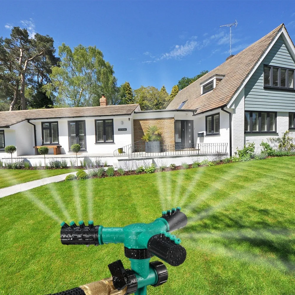 Multi angle nozzle Garden Watering Sprinkler grass care adjustable Spray ground spike 360 Degree Lawn Sprinklers Irrigation tool | Дом и сад