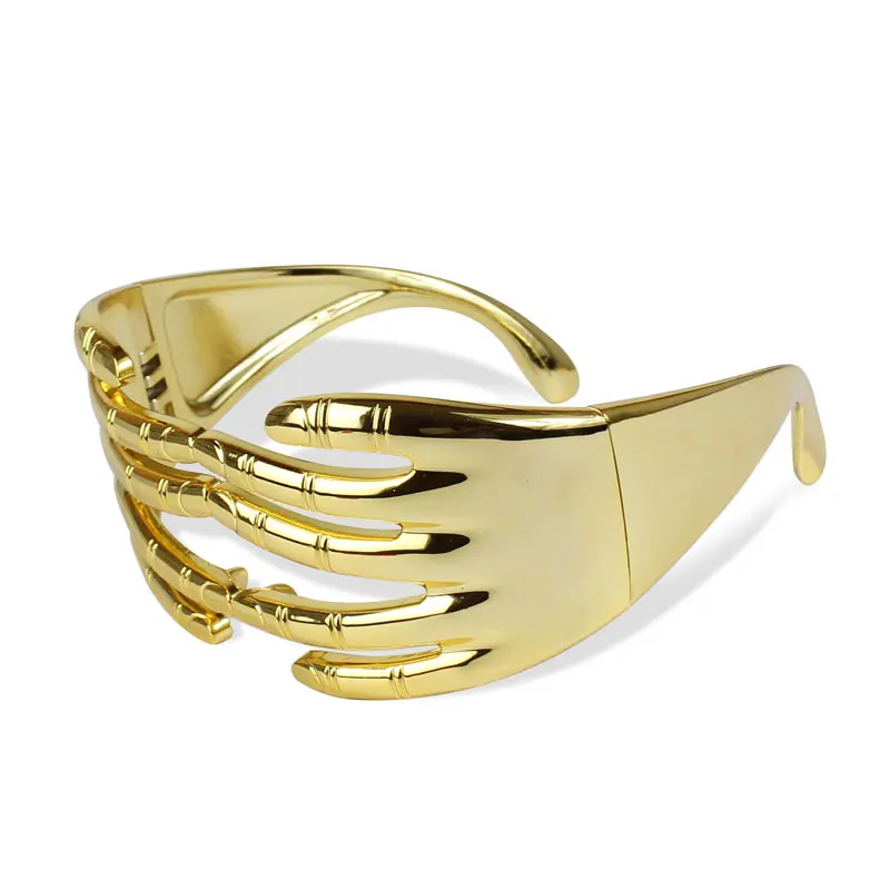 Gold Fingers Золотые очки с пальцами, праздничные очки, мужские, цельные, серебряные, вечерние, для косплея, необыкновенная мода, Oculos de Sol Feminino - Цвет линз: Gold Fingers