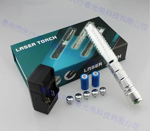 High power 450nm 50000m blue laser pointer 532nm green burning match/paper/dry wood burn Cigarettes+5 star caps |