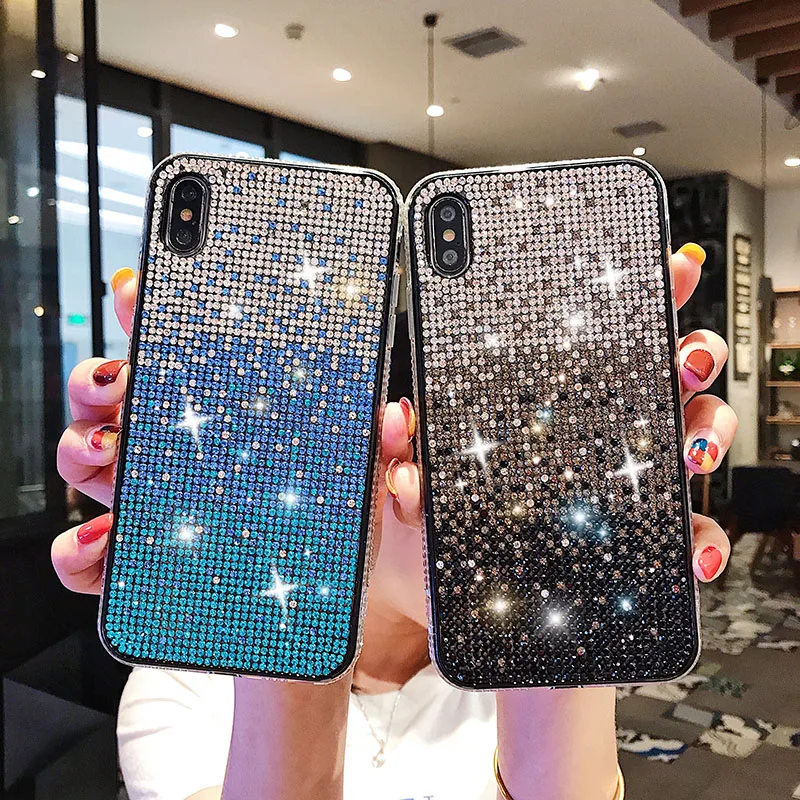 Блестящий чехол для телефона с кристаллами iPhone 12 mini XR 11 Pro XS MAX задняя крышка 7 8 6 6S
