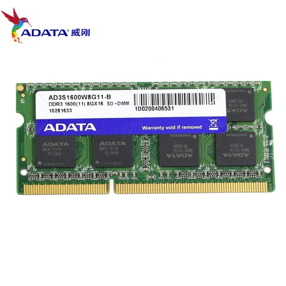 AData 16GB 2pcsX8GB 8G DDR3 8GB 1600MHz PC3 12800 ноутбук RAM SO DIMM 1333 10600 204 PIN память ноутбука|Оперативная