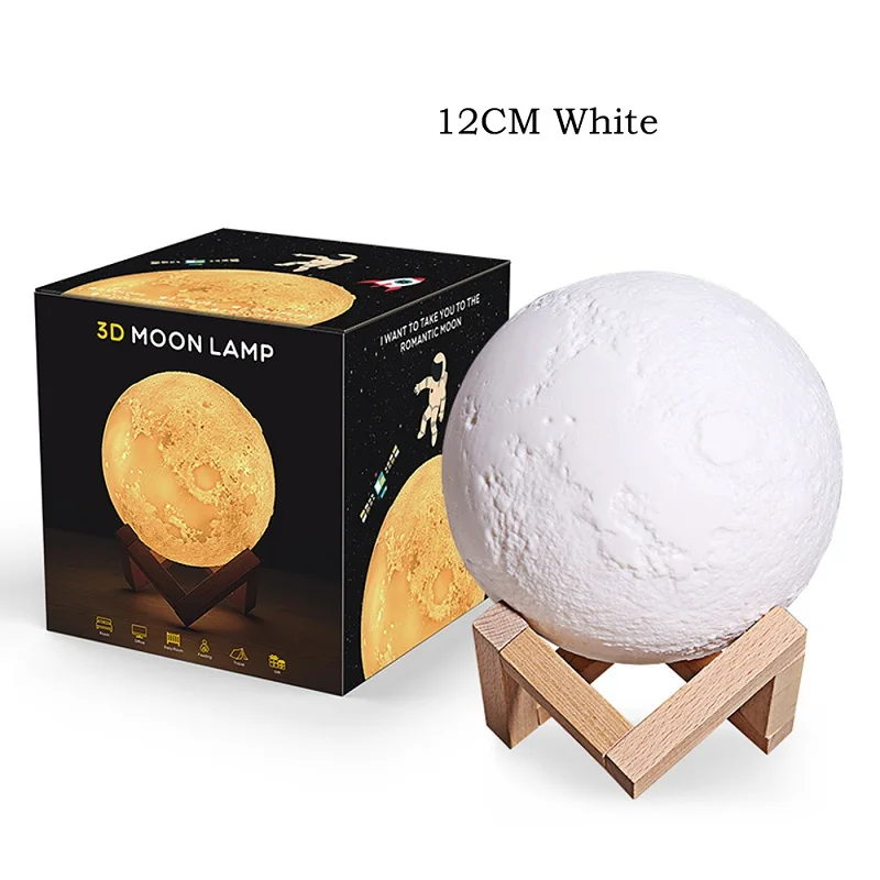 White 4.7 inch 3D Лунная лампа, новинка, светильник, светильник ing, Лунная лампа лунного света, настольный USB светодиодный светильник с сенсорным датчиком, меняющие цвет, ночные лампы - Цвет: White 4.7 inch