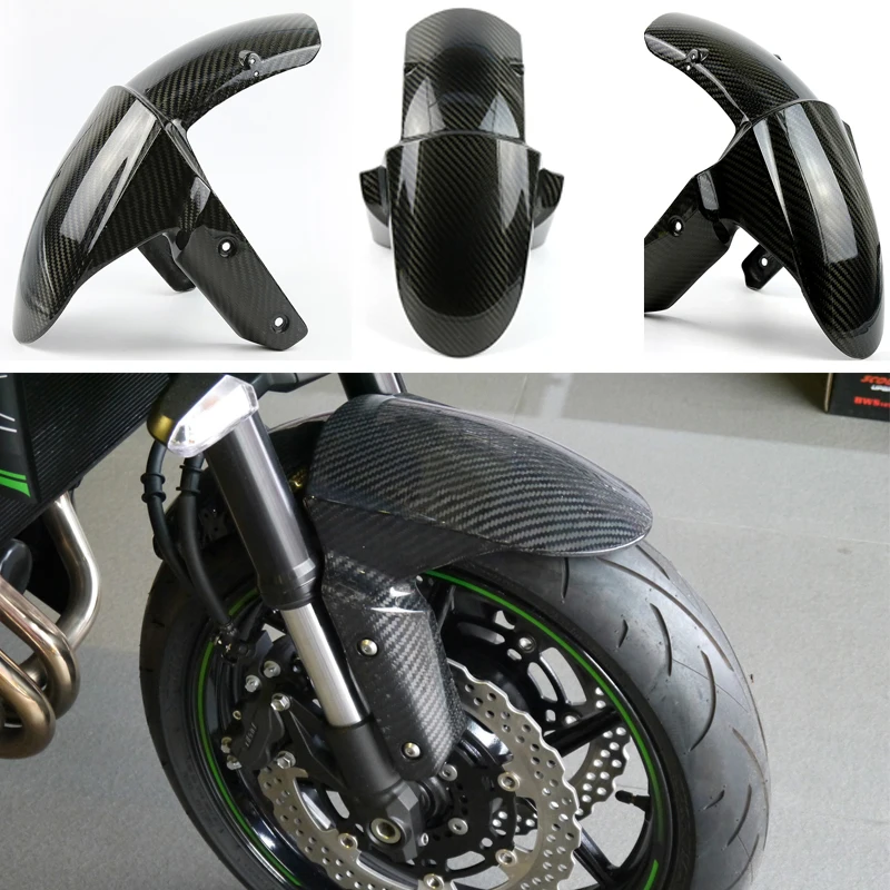 Z800 Z1000 переднее крыло сепараторы для Kawasaki мотоцикла углеродного волокна головы крылья с помощью болтов зажимов рамки корпуса