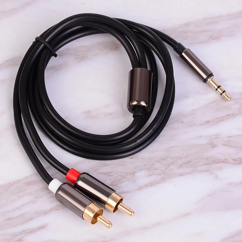

3.5mm Male To 2RCA Male Cable Dual Y Audio Headset Jack Splitter Cable Adapter Golden Connector Earpiece for Earphone Headphone