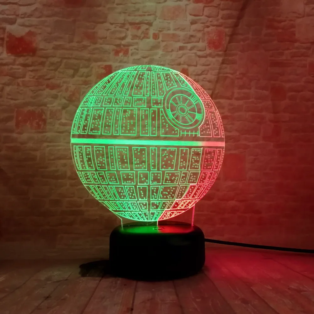 Звезда смерти из смешанной двух Цветной настольная лампа Оптическая иллюзия