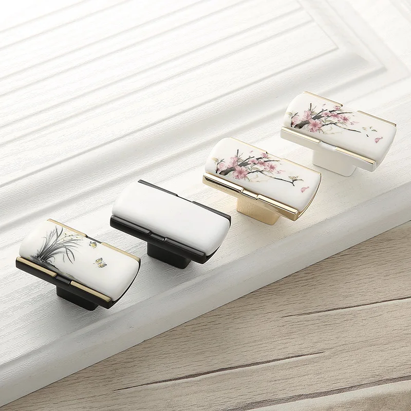 Cabinet Door Handle Ceramic Ivory White Garden Shoe Wine European and American Modern Simple Wardrobe | Обустройство дома