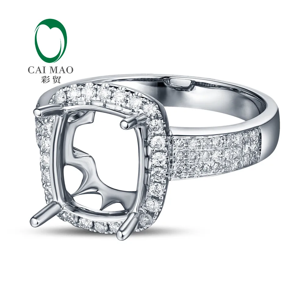 Anniverary 14 K белое золото натуральный 0.4ct алмаз Обручение кольцо ювелирные изделия полу крепление 8x10 мм Подушка установка