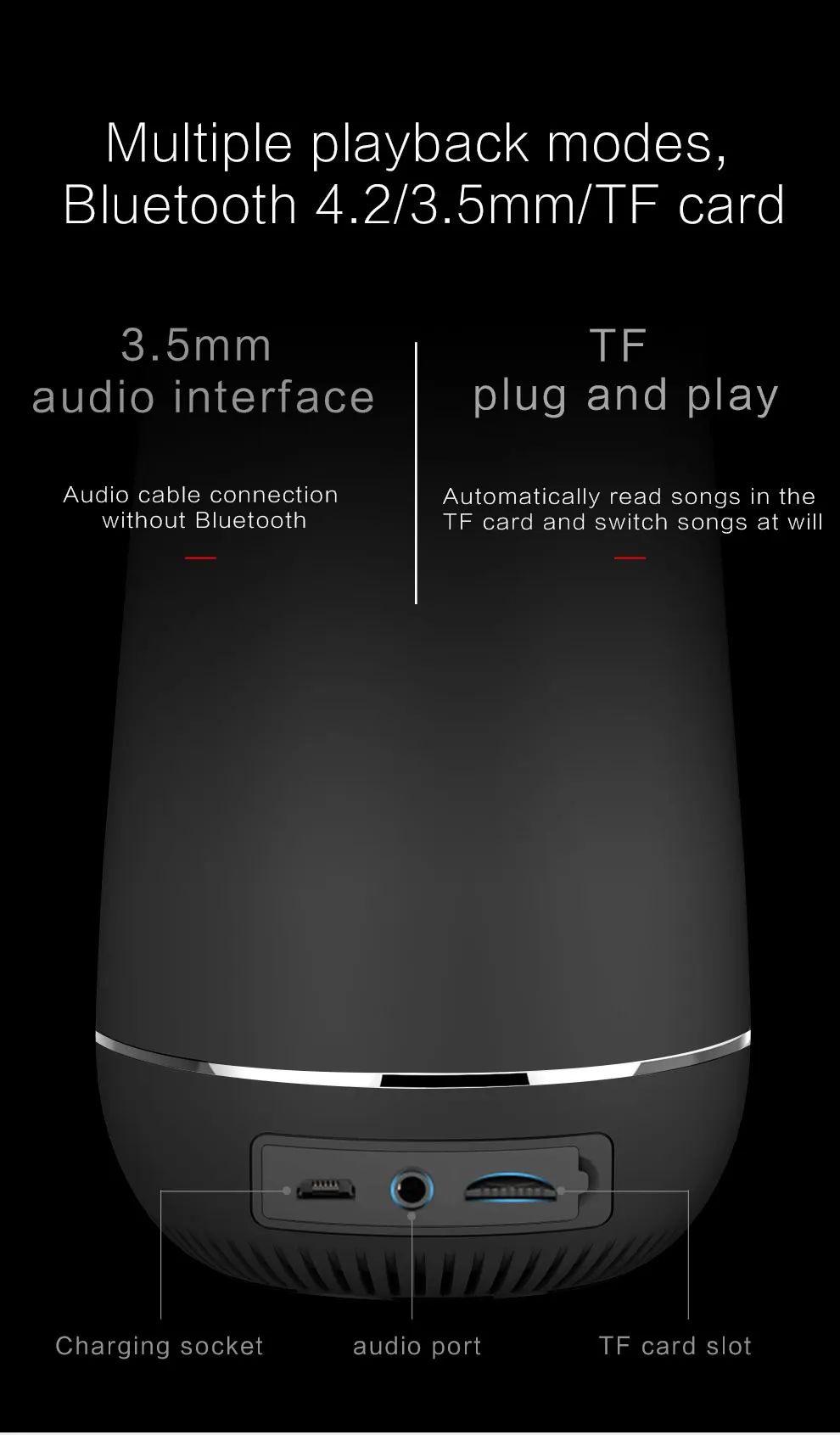 Портативный Bluetooth динамик Портативный беспроводной громкоговоритель 3D бас объемная звуковая система для компьютера
