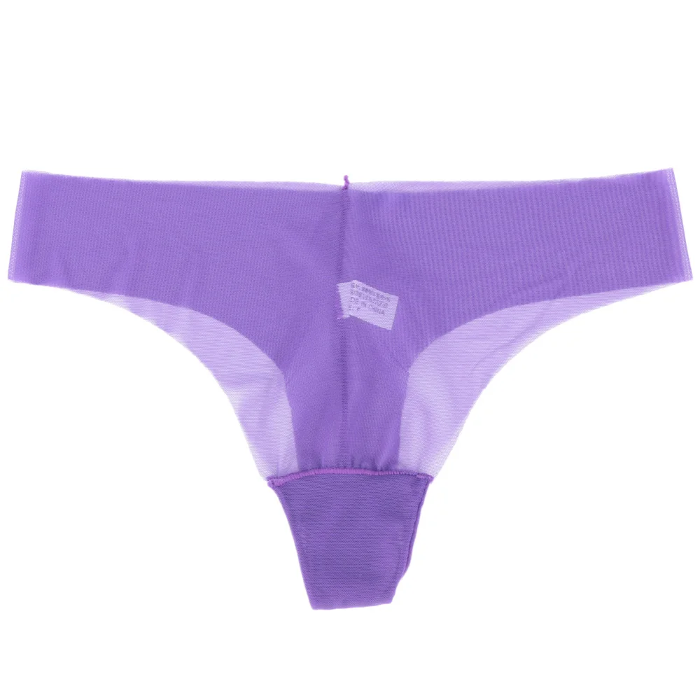 purple Сексуальные трусики, женское нижнее белье, супер прозрачные невидимые бесшовные стринги, женские стринги, кружевное нижнее белье, женские трусы, супер тонкие - Цвет: purple