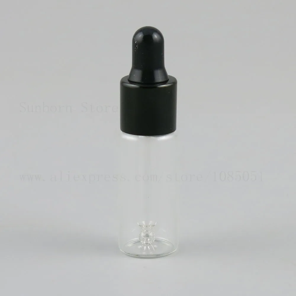 

500pcs 5ml 5cc Clear Glass Dropper Bottles Vials With Black Gold Cap Essential Oil Perfume e liquid Travel Refillable Bottle