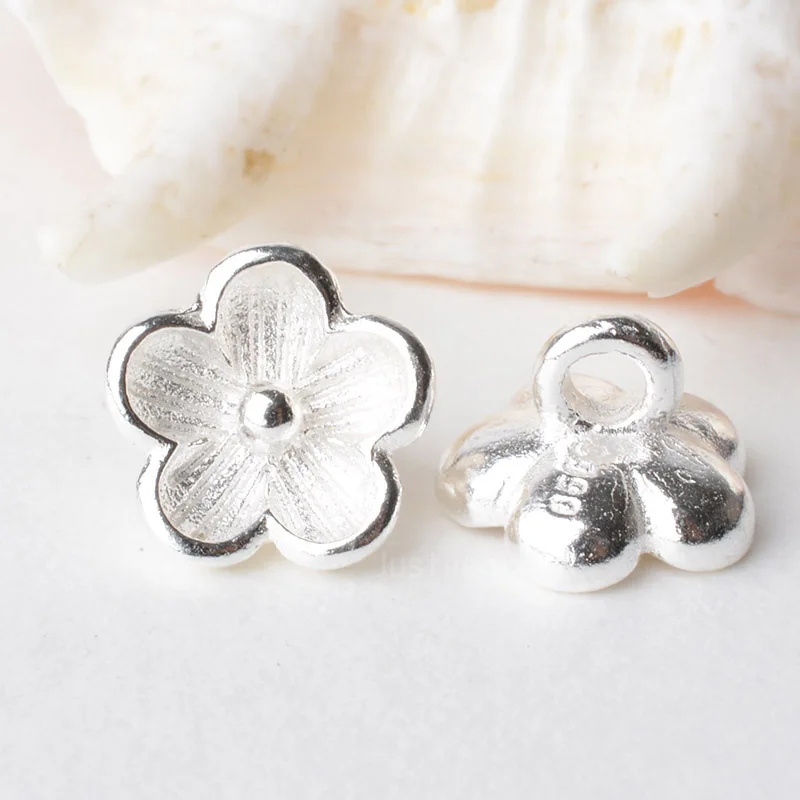 Твердое ожерелье с подвеской в виде цветка из стерлингового серебра 990 пробы